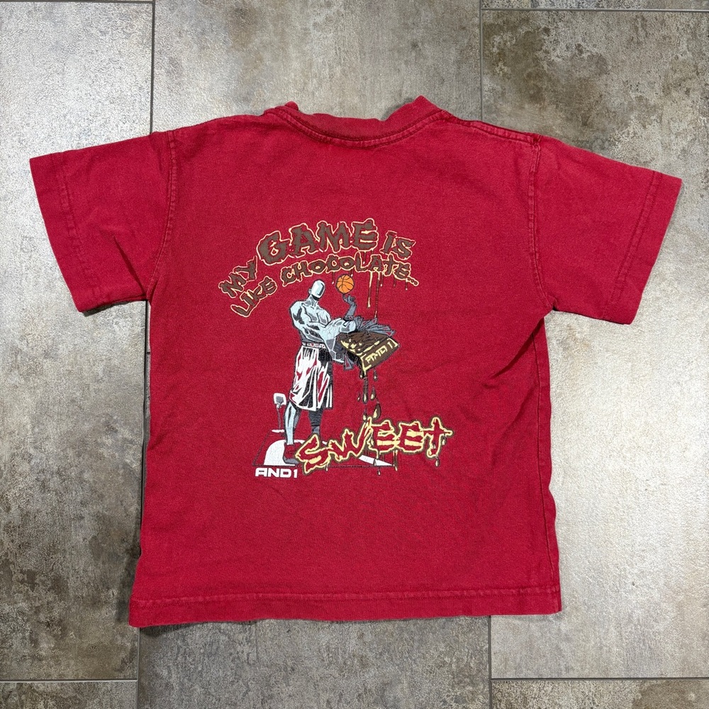 VTG AND1 Toddler Red Y2K Basketball Trash Talk 90s Tee